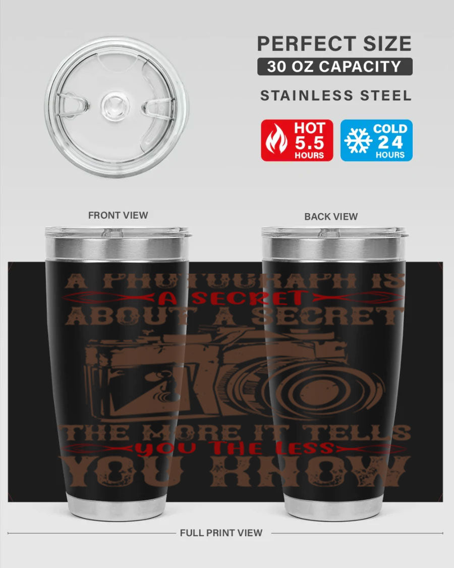 A stylish 20oz and 30oz stainless steel tumbler featuring double wall vacuum insulation, designed to keep drinks hot or cold for hours.