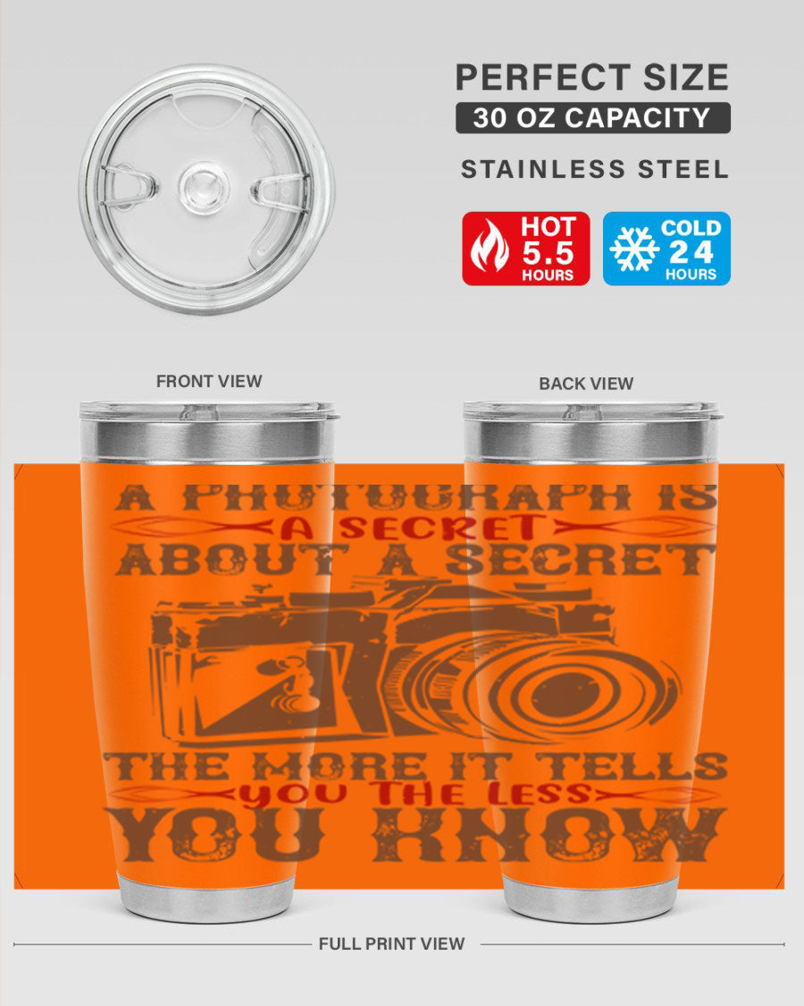 A stylish 20oz and 30oz stainless steel tumbler featuring double wall vacuum insulation, designed to keep drinks hot or cold for hours.