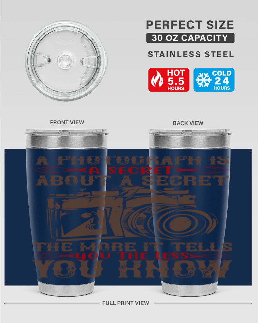 A stylish 20oz and 30oz stainless steel tumbler featuring double wall vacuum insulation, designed to keep drinks hot or cold for hours.