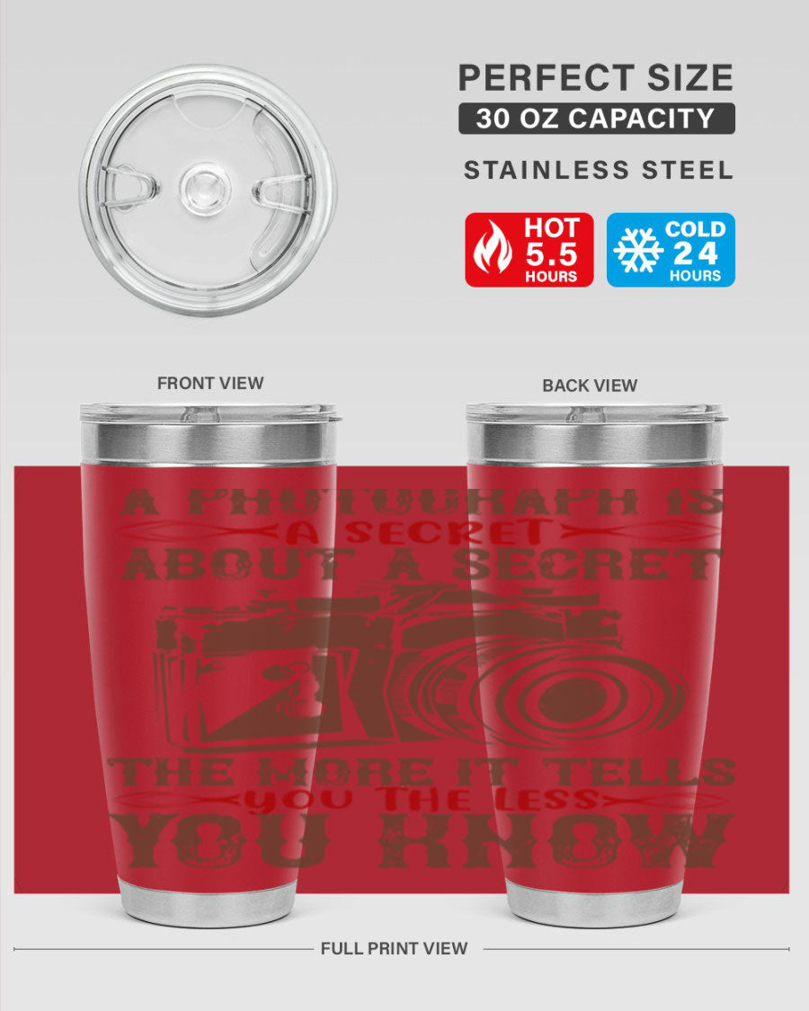 A stylish 20oz and 30oz stainless steel tumbler featuring double wall vacuum insulation, designed to keep drinks hot or cold for hours.