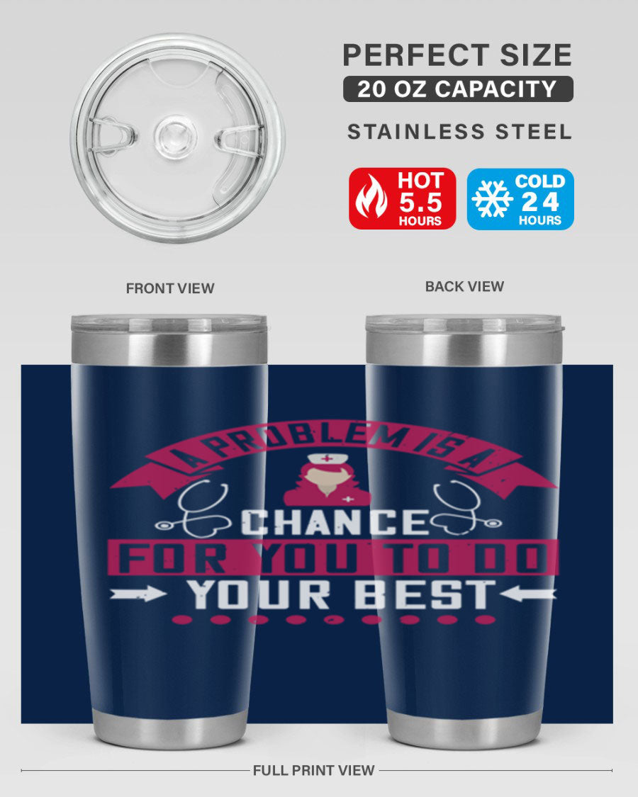 A stainless steel tumbler with a motivational quote, featuring a double wall vacuum design for insulation.