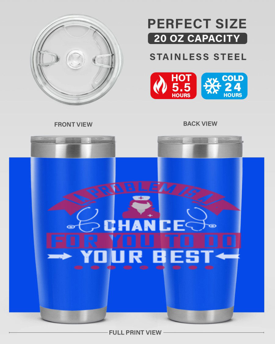 A stainless steel tumbler with a motivational quote, featuring a double wall vacuum design for insulation.