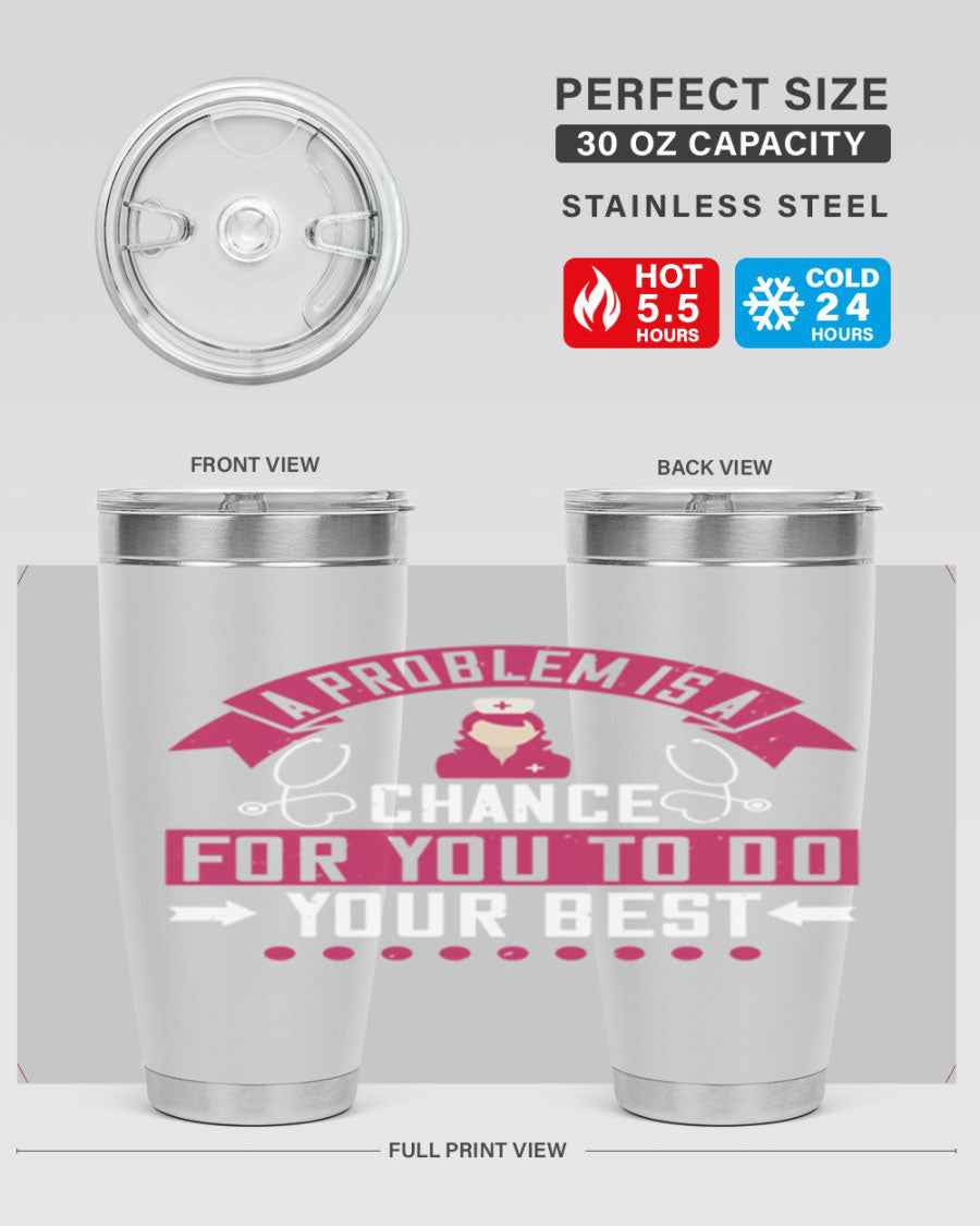 A stainless steel tumbler with a motivational quote, featuring a double wall vacuum design for insulation.