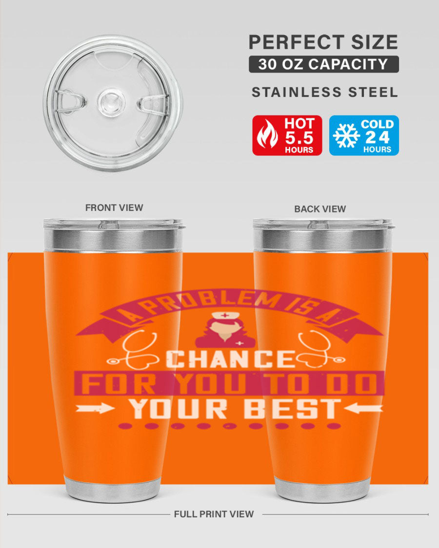 A stainless steel tumbler with a motivational quote, featuring a double wall vacuum design for insulation.