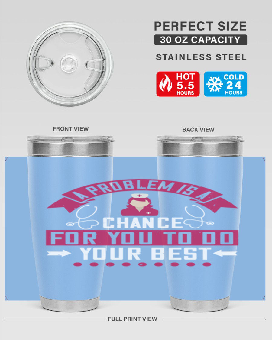 A stainless steel tumbler with a motivational quote, featuring a double wall vacuum design for insulation.