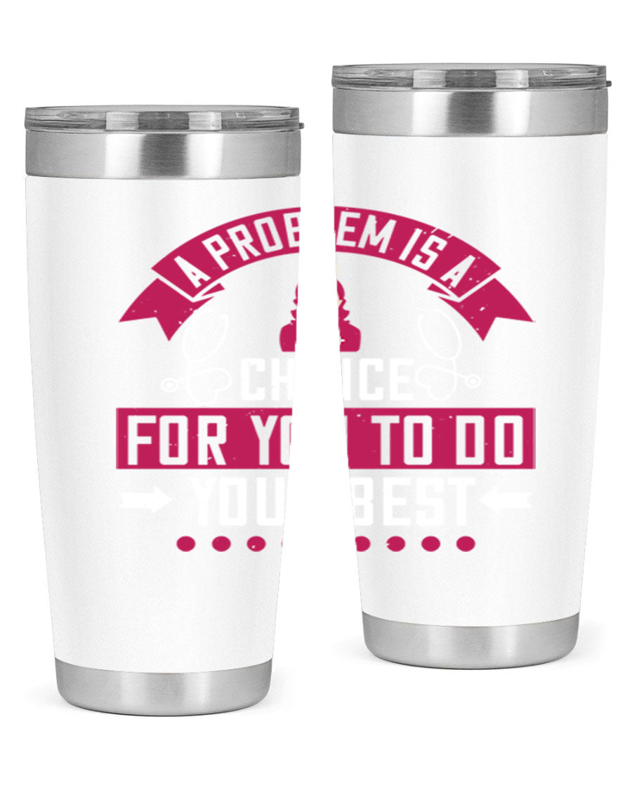 A stainless steel tumbler with a motivational quote, featuring a double wall vacuum design for insulation.