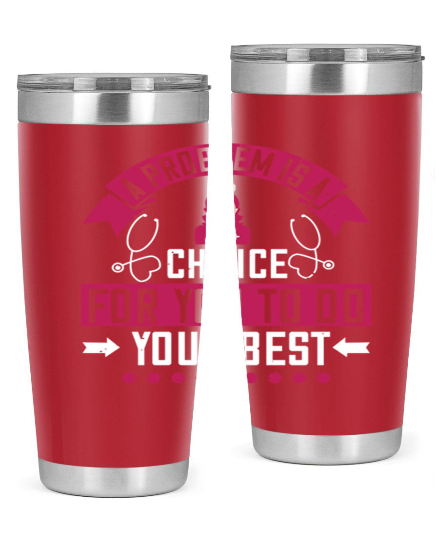 A stainless steel tumbler with a motivational quote, featuring a double wall vacuum design for insulation.