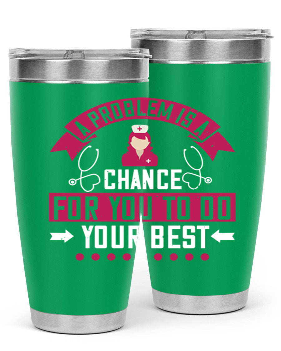 A stainless steel tumbler with a motivational quote, featuring a double wall vacuum design for insulation.