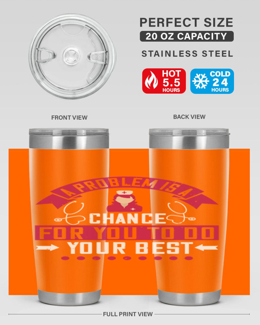 A stainless steel tumbler with a motivational quote, featuring a double wall vacuum design for insulation.