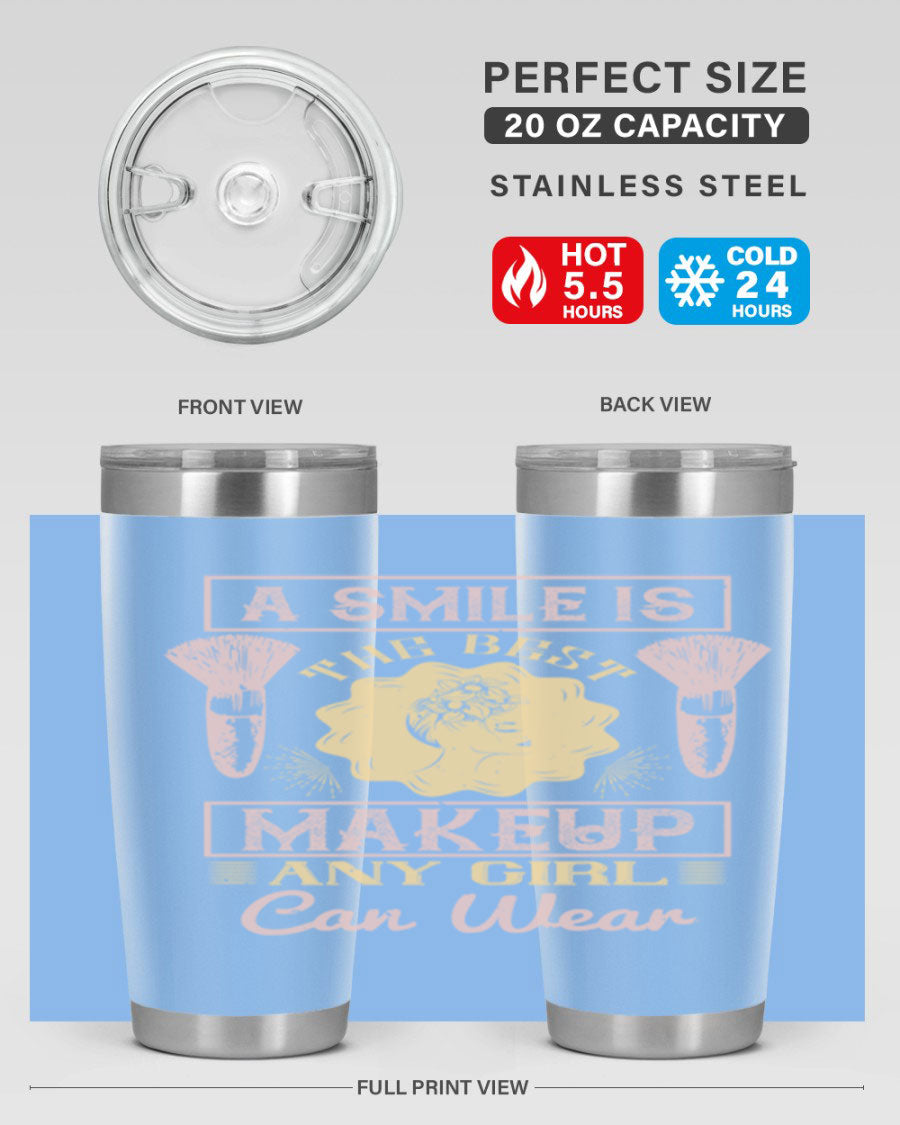 Stylish 20oz and 30oz tumblers with a positive quote, made of stainless steel, perfect for hot and cold beverages.