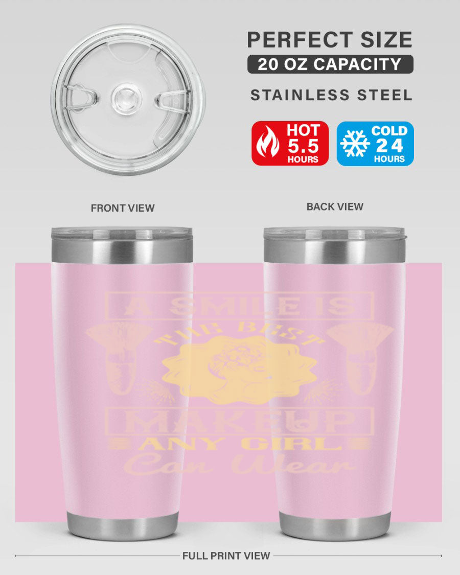Stylish 20oz and 30oz tumblers with a positive quote, made of stainless steel, perfect for hot and cold beverages.