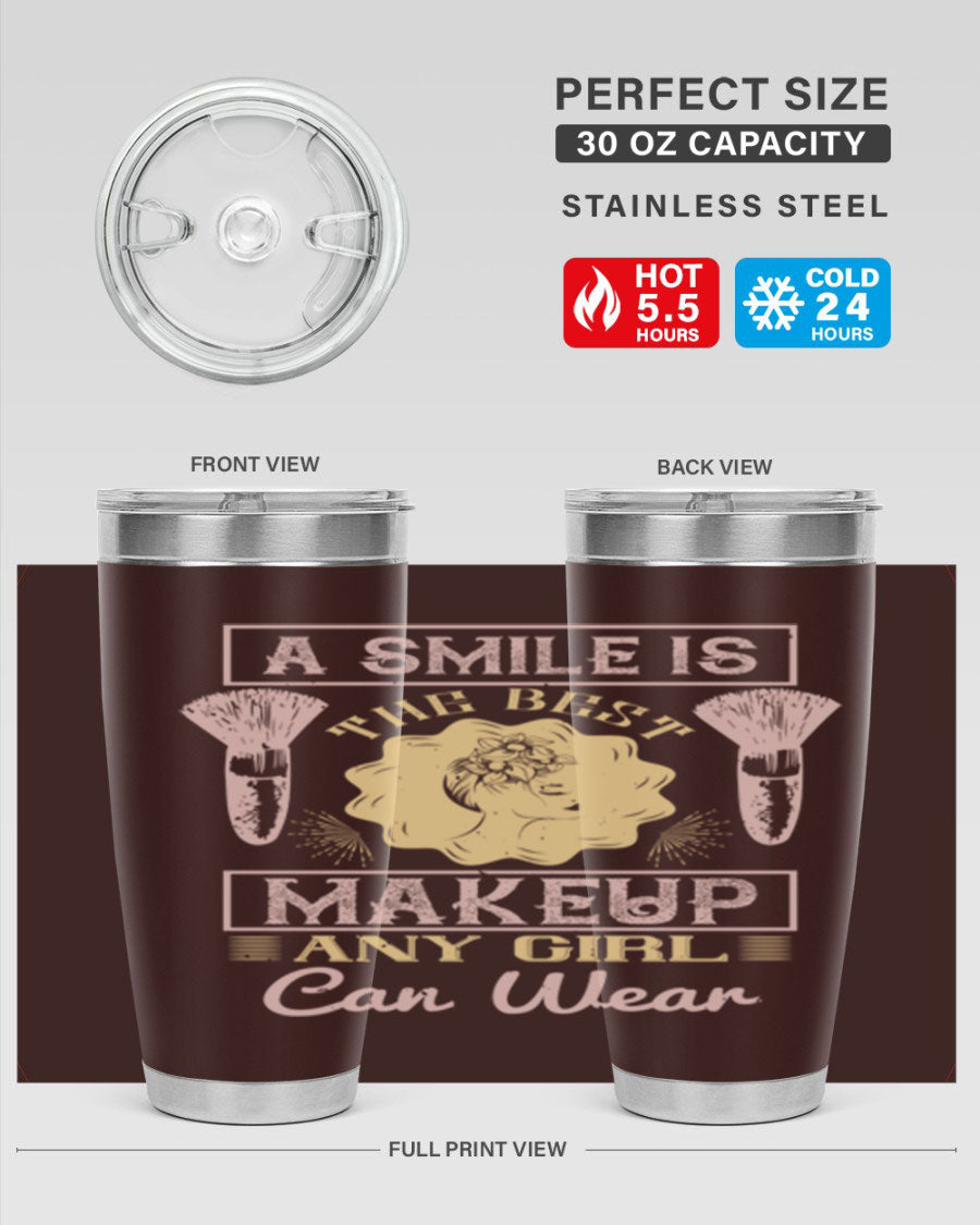 Stylish 20oz and 30oz tumblers with a positive quote, made of stainless steel, perfect for hot and cold beverages.