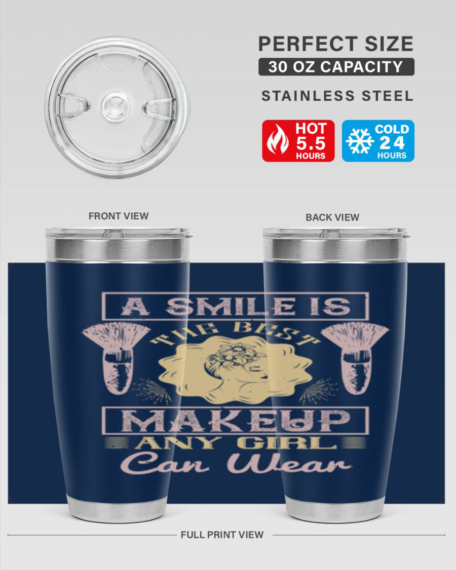 Stylish 20oz and 30oz tumblers with a positive quote, made of stainless steel, perfect for hot and cold beverages.