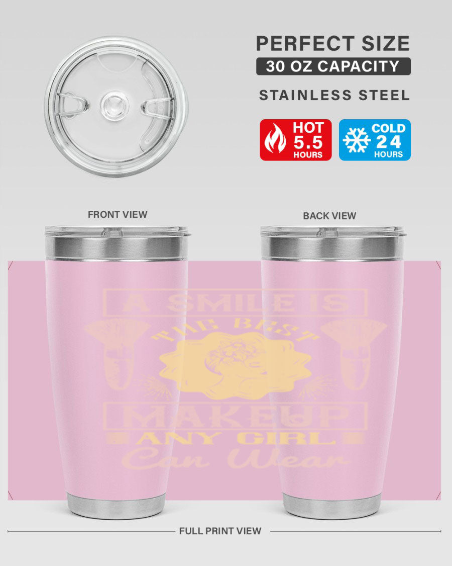 Stylish 20oz and 30oz tumblers with a positive quote, made of stainless steel, perfect for hot and cold beverages.