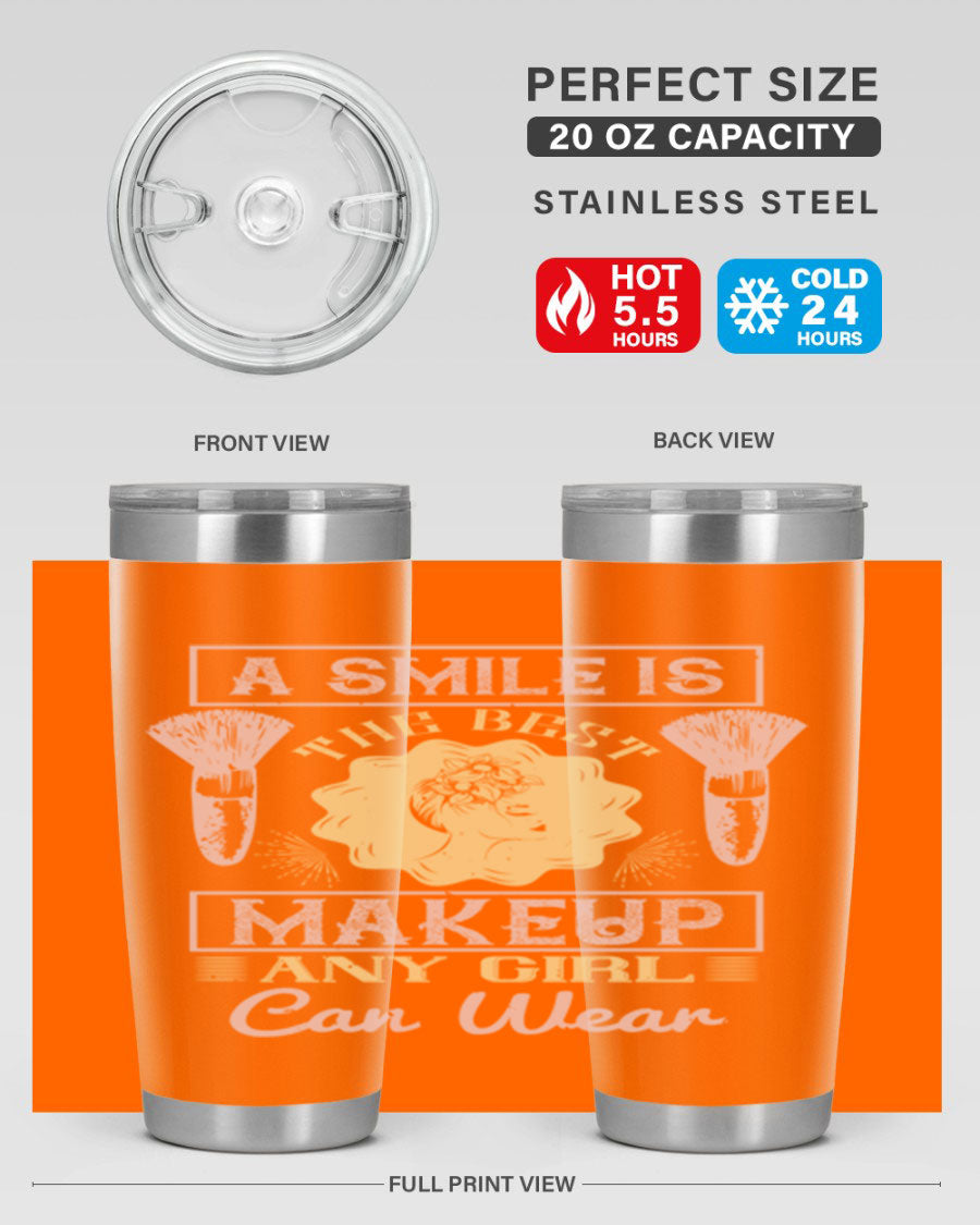 Stylish 20oz and 30oz tumblers with a positive quote, made of stainless steel, perfect for hot and cold beverages.