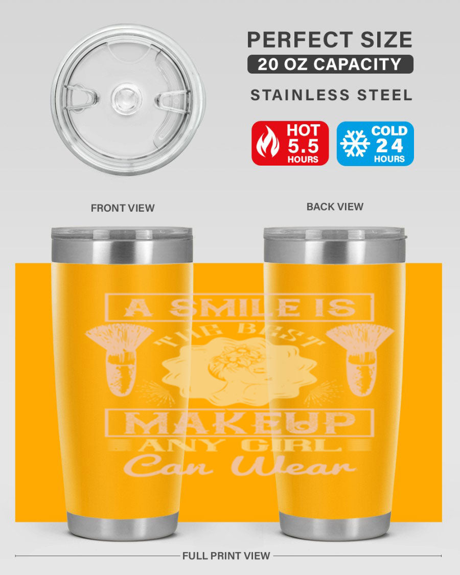 Stylish 20oz and 30oz tumblers with a positive quote, made of stainless steel, perfect for hot and cold beverages.