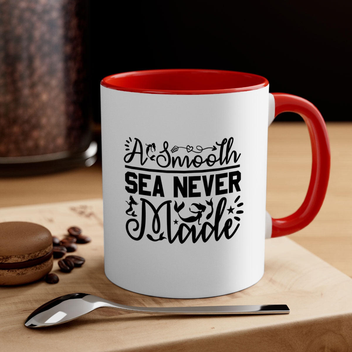 A Smooth Sea Never Made 11# mermaid mug with a glossy finish, featuring a colored handle and interior, available in five vibrant colors.