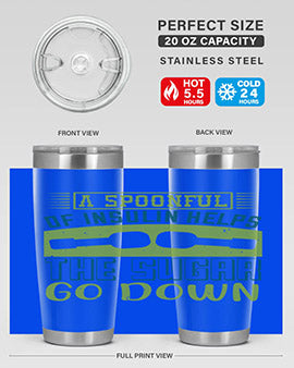 A stylish double wall vacuum stainless steel tumbler with a fun diabetes-themed design, available in 20oz and 30oz sizes.