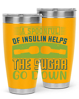 A stylish double wall vacuum stainless steel tumbler with a fun diabetes-themed design, available in 20oz and 30oz sizes.
