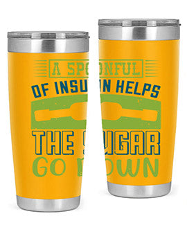 A stylish double wall vacuum stainless steel tumbler with a fun diabetes-themed design, available in 20oz and 30oz sizes.