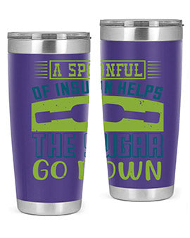 A stylish double wall vacuum stainless steel tumbler with a fun diabetes-themed design, available in 20oz and 30oz sizes.