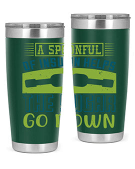 A stylish double wall vacuum stainless steel tumbler with a fun diabetes-themed design, available in 20oz and 30oz sizes.