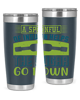 A stylish double wall vacuum stainless steel tumbler with a fun diabetes-themed design, available in 20oz and 30oz sizes.