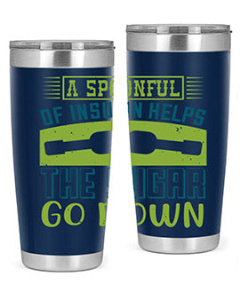 A stylish double wall vacuum stainless steel tumbler with a fun diabetes-themed design, available in 20oz and 30oz sizes.