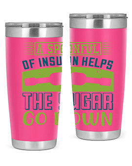 A stylish double wall vacuum stainless steel tumbler with a fun diabetes-themed design, available in 20oz and 30oz sizes.