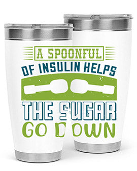 A stylish double wall vacuum stainless steel tumbler with a fun diabetes-themed design, available in 20oz and 30oz sizes.