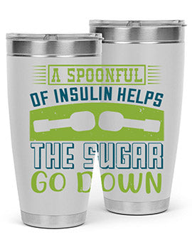 A stylish double wall vacuum stainless steel tumbler with a fun diabetes-themed design, available in 20oz and 30oz sizes.