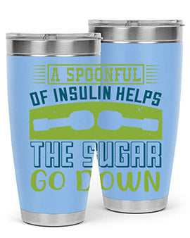 A stylish double wall vacuum stainless steel tumbler with a fun diabetes-themed design, available in 20oz and 30oz sizes.