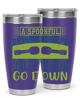 A stylish double wall vacuum stainless steel tumbler with a fun diabetes-themed design, available in 20oz and 30oz sizes.