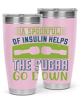 A stylish double wall vacuum stainless steel tumbler with a fun diabetes-themed design, available in 20oz and 30oz sizes.