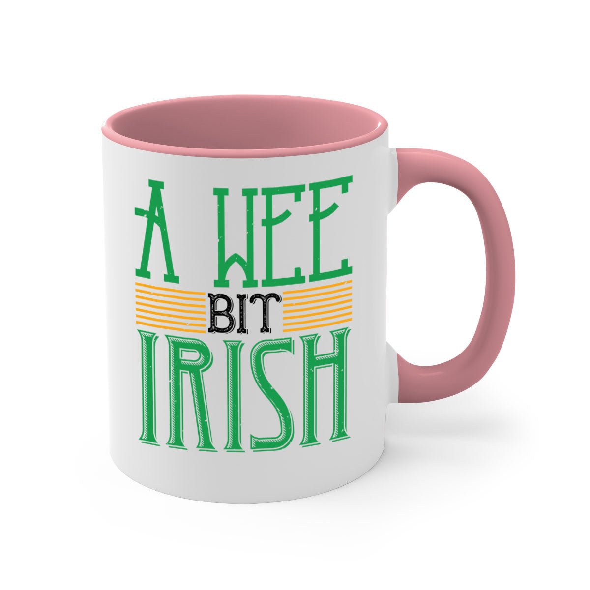 A vibrant two-tone A Wee Bit Irish Mug with a colored handle and glossy finish, perfect for coffee or tea.
