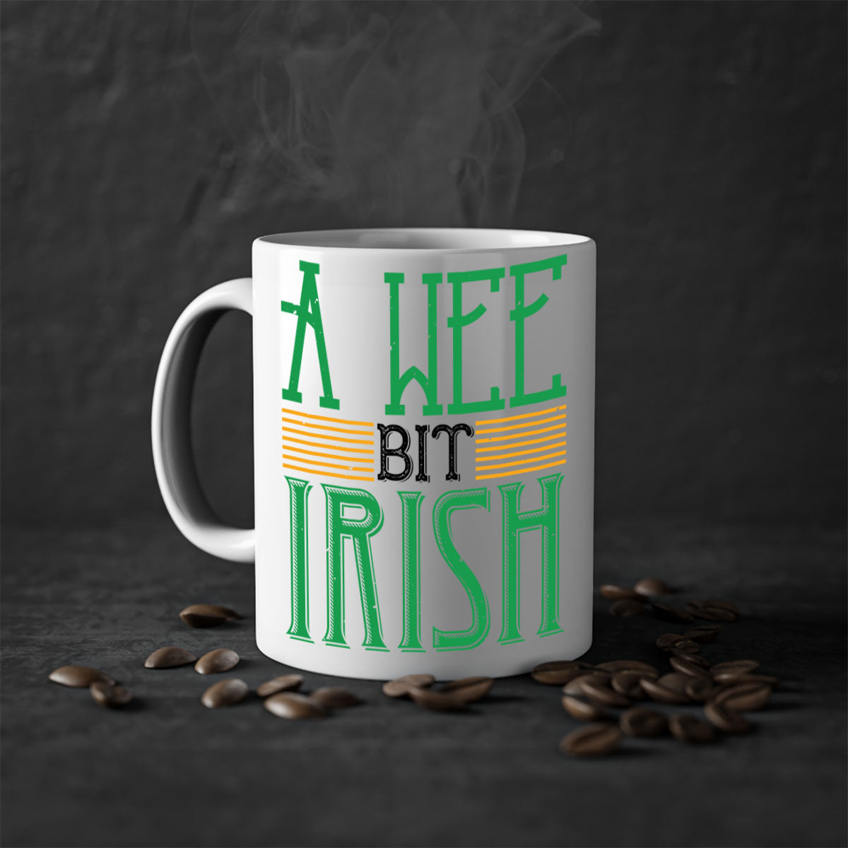 A vibrant two-tone A Wee Bit Irish Mug with a colored handle and glossy finish, perfect for coffee or tea.