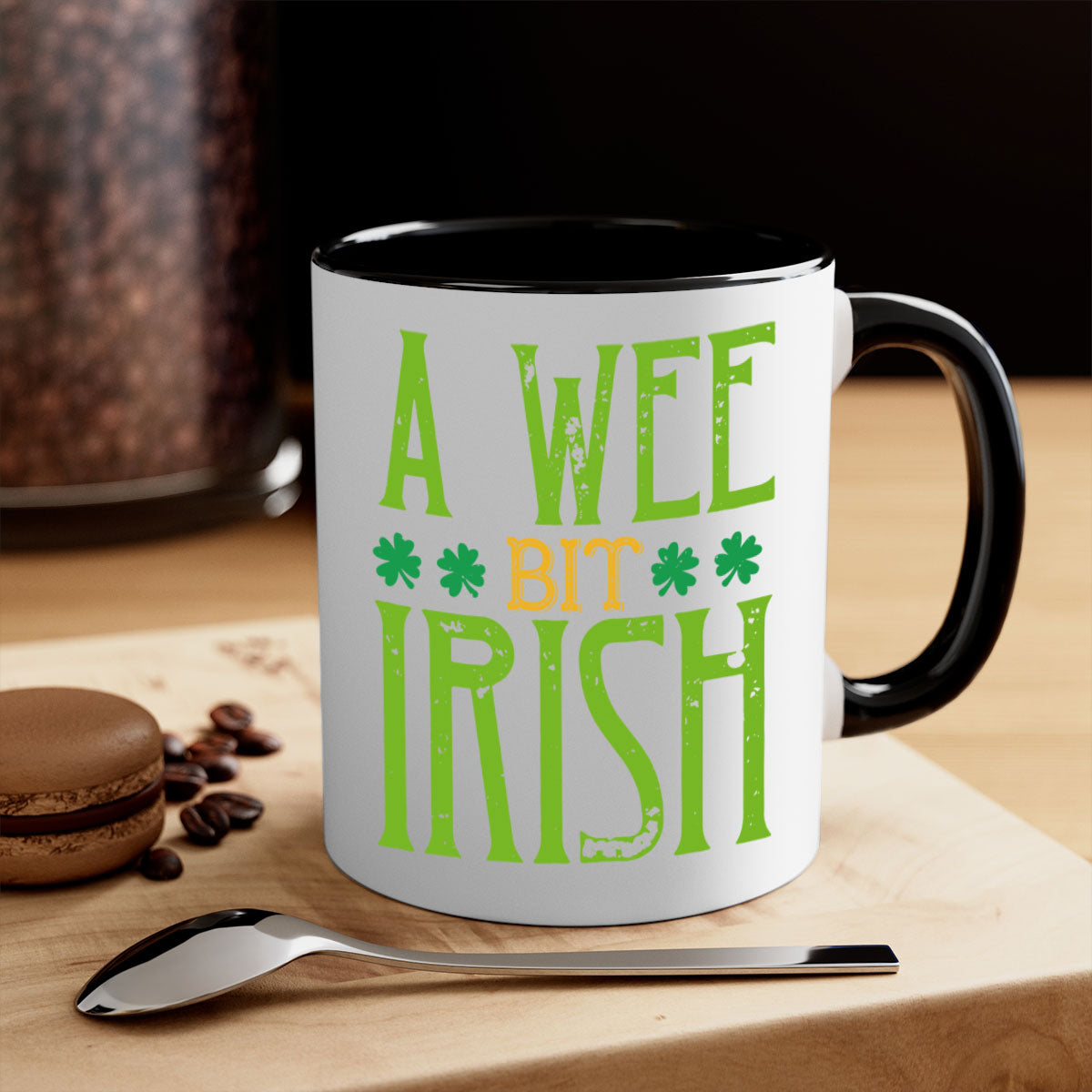 A Wee Bit Irish Style 145# Mug featuring a two-tone design with a colored handle and glossy finish, perfect for coffee or tea.
