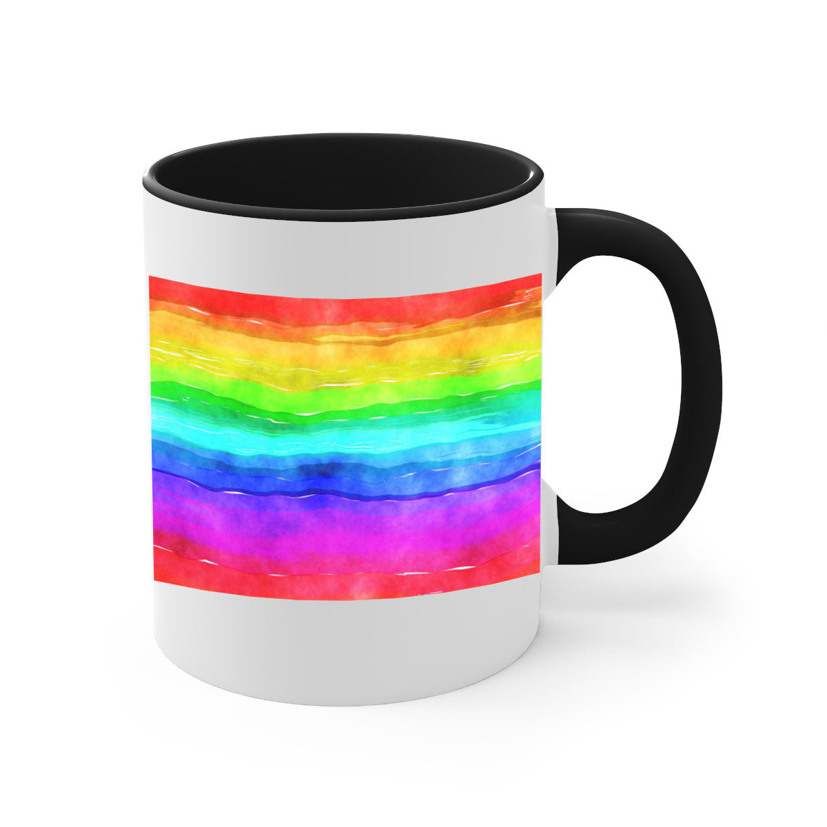 Abstract Rainbow 18# Mug featuring a glossy finish, colorful handle, and vibrant interior, perfect for coffee and tea lovers.