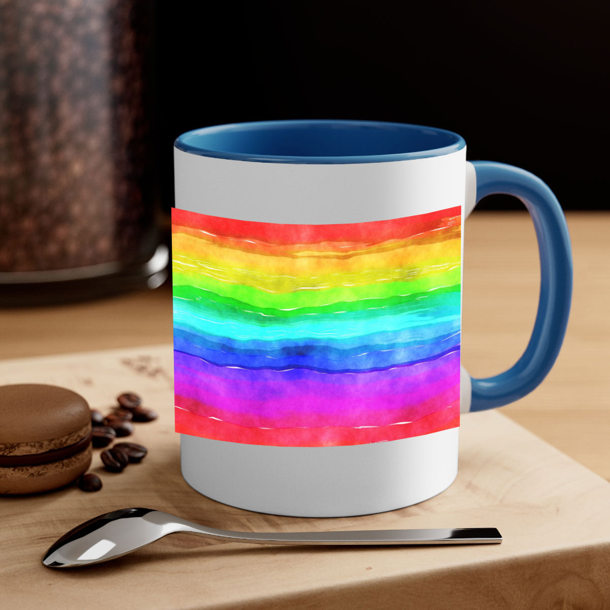 Abstract Rainbow 18# Mug featuring a glossy finish, colorful handle, and vibrant interior, perfect for coffee and tea lovers.
