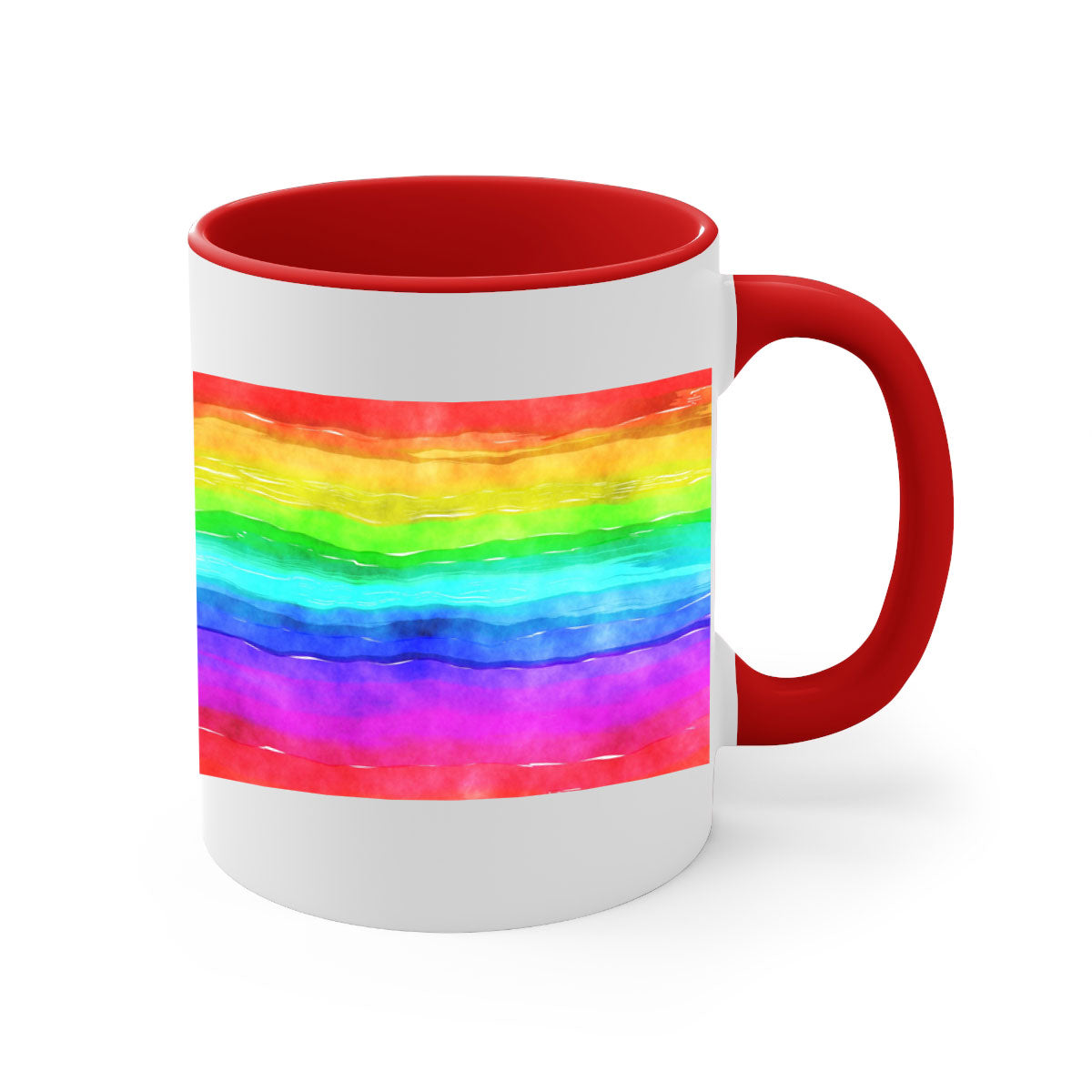 Abstract Rainbow 18# Mug featuring a glossy finish, colorful handle, and vibrant interior, perfect for coffee and tea lovers.