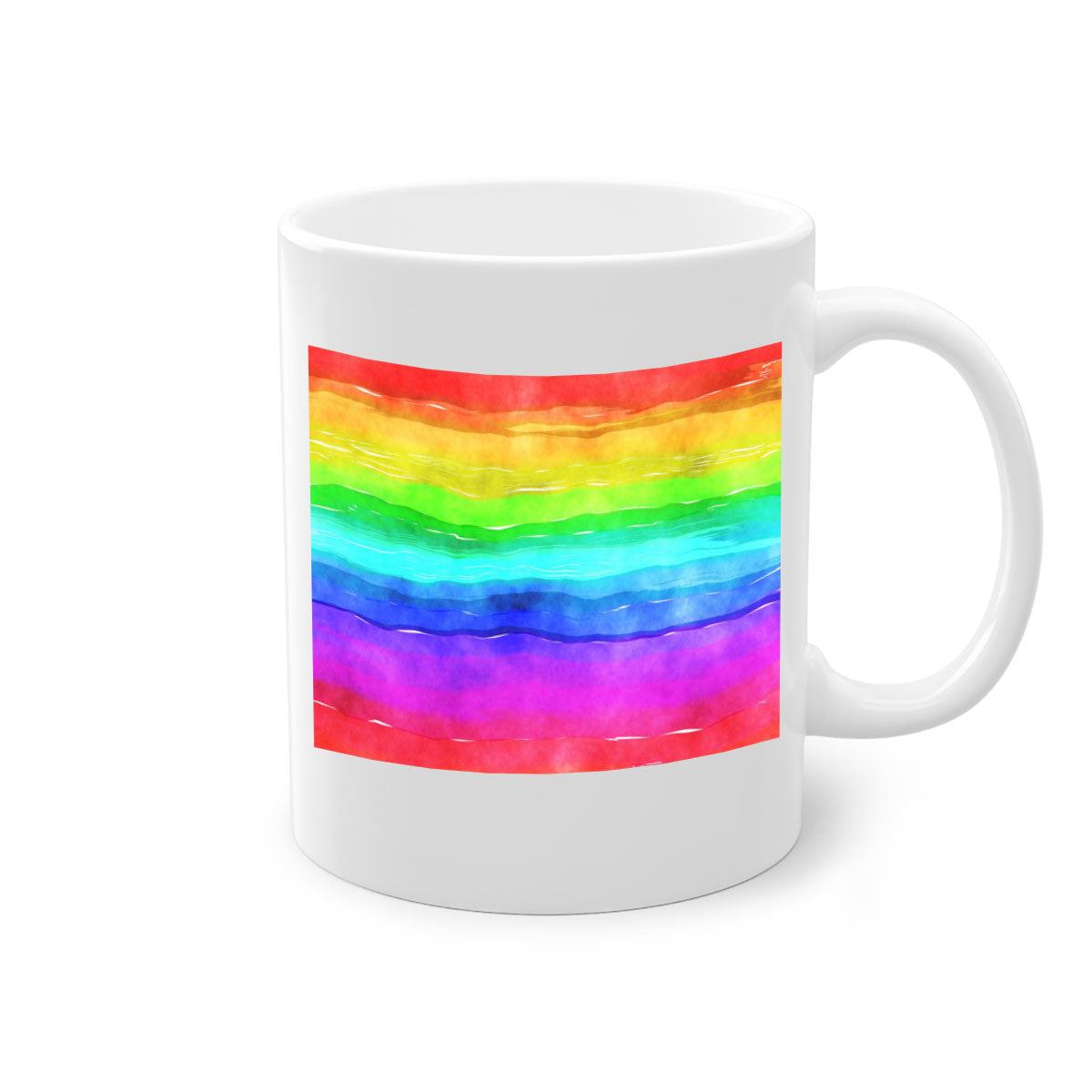 Abstract Rainbow 18# Mug featuring a glossy finish, colorful handle, and vibrant interior, perfect for coffee and tea lovers.