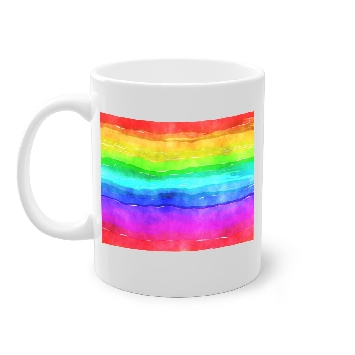 Abstract Rainbow 18# Mug featuring a glossy finish, colorful handle, and vibrant interior, perfect for coffee and tea lovers.