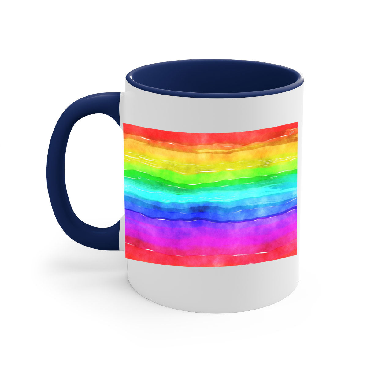 Abstract Rainbow 18# Mug featuring a glossy finish, colorful handle, and vibrant interior, perfect for coffee and tea lovers.