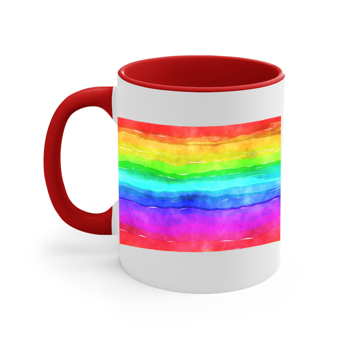 Abstract Rainbow 18# Mug featuring a glossy finish, colorful handle, and vibrant interior, perfect for coffee and tea lovers.