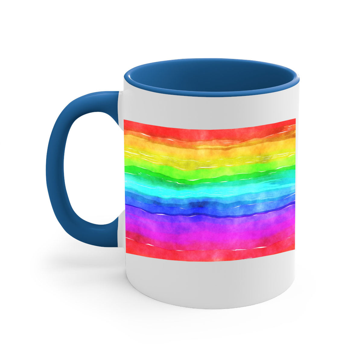 Abstract Rainbow 18# Mug featuring a glossy finish, colorful handle, and vibrant interior, perfect for coffee and tea lovers.