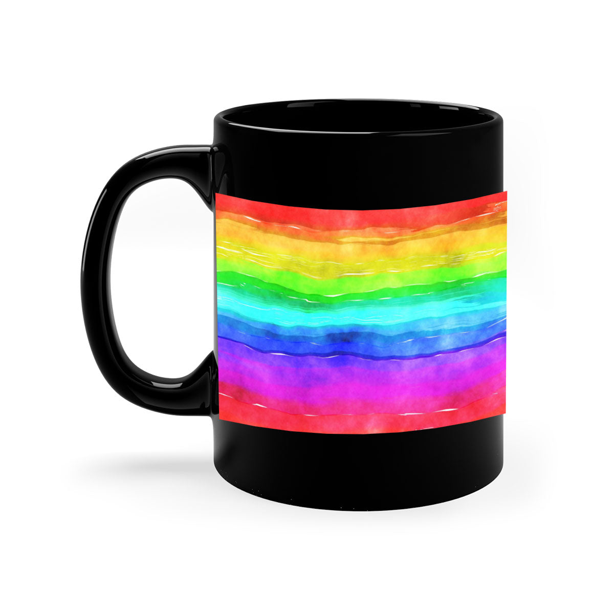 Abstract Rainbow 18# Mug featuring a glossy finish, colorful handle, and vibrant interior, perfect for coffee and tea lovers.