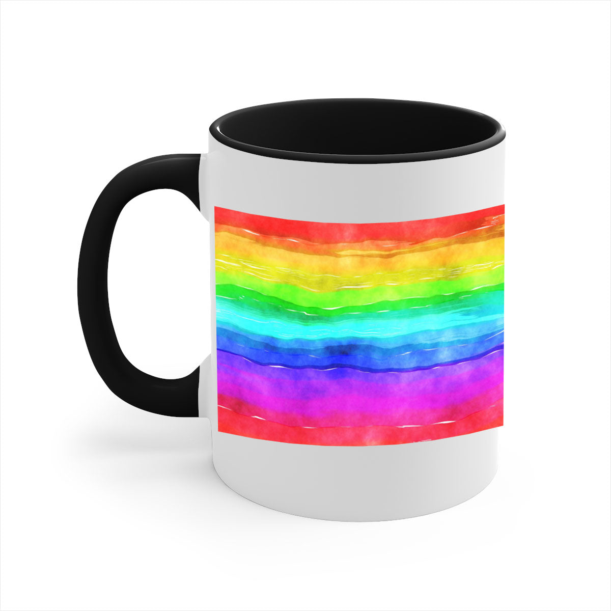 Abstract Rainbow 18# Mug featuring a glossy finish, colorful handle, and vibrant interior, perfect for coffee and tea lovers.