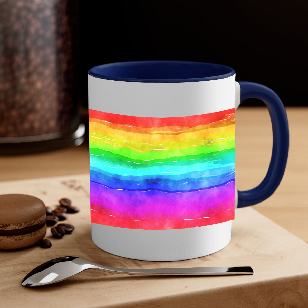 Abstract Rainbow 18# Mug featuring a glossy finish, colorful handle, and vibrant interior, perfect for coffee and tea lovers.