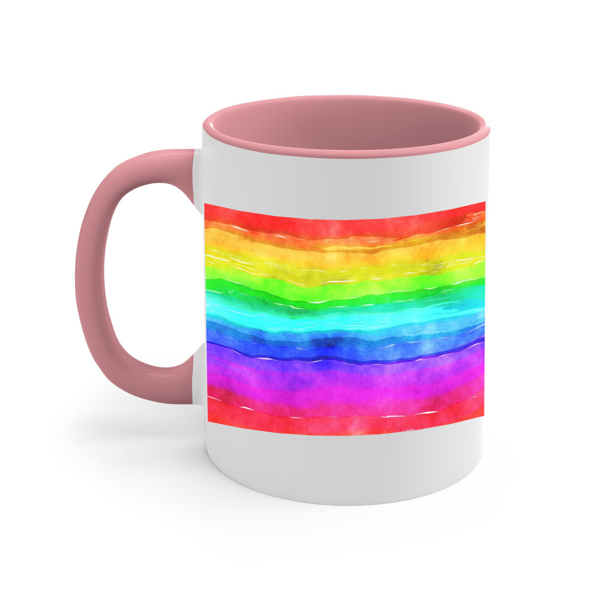 Abstract Rainbow 18# Mug featuring a glossy finish, colorful handle, and vibrant interior, perfect for coffee and tea lovers.