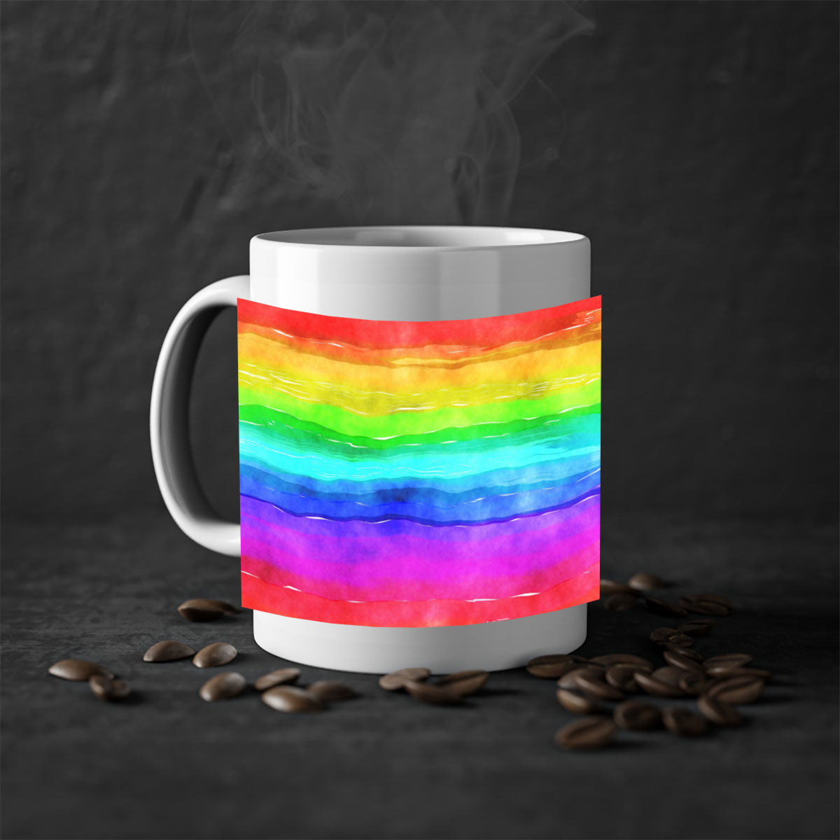 Abstract Rainbow 18# Mug featuring a glossy finish, colorful handle, and vibrant interior, perfect for coffee and tea lovers.